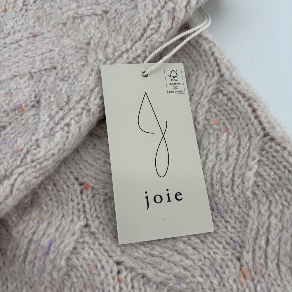 NWT Joie Women Sweater M Beige Cable Knit Mock Neck Tunic Wool Blend Cottagecore - Picture 4 of 10